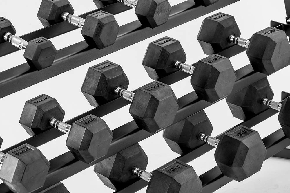 York 2.5kg to 30kg Dumbbell Set With 3 Tier Rack